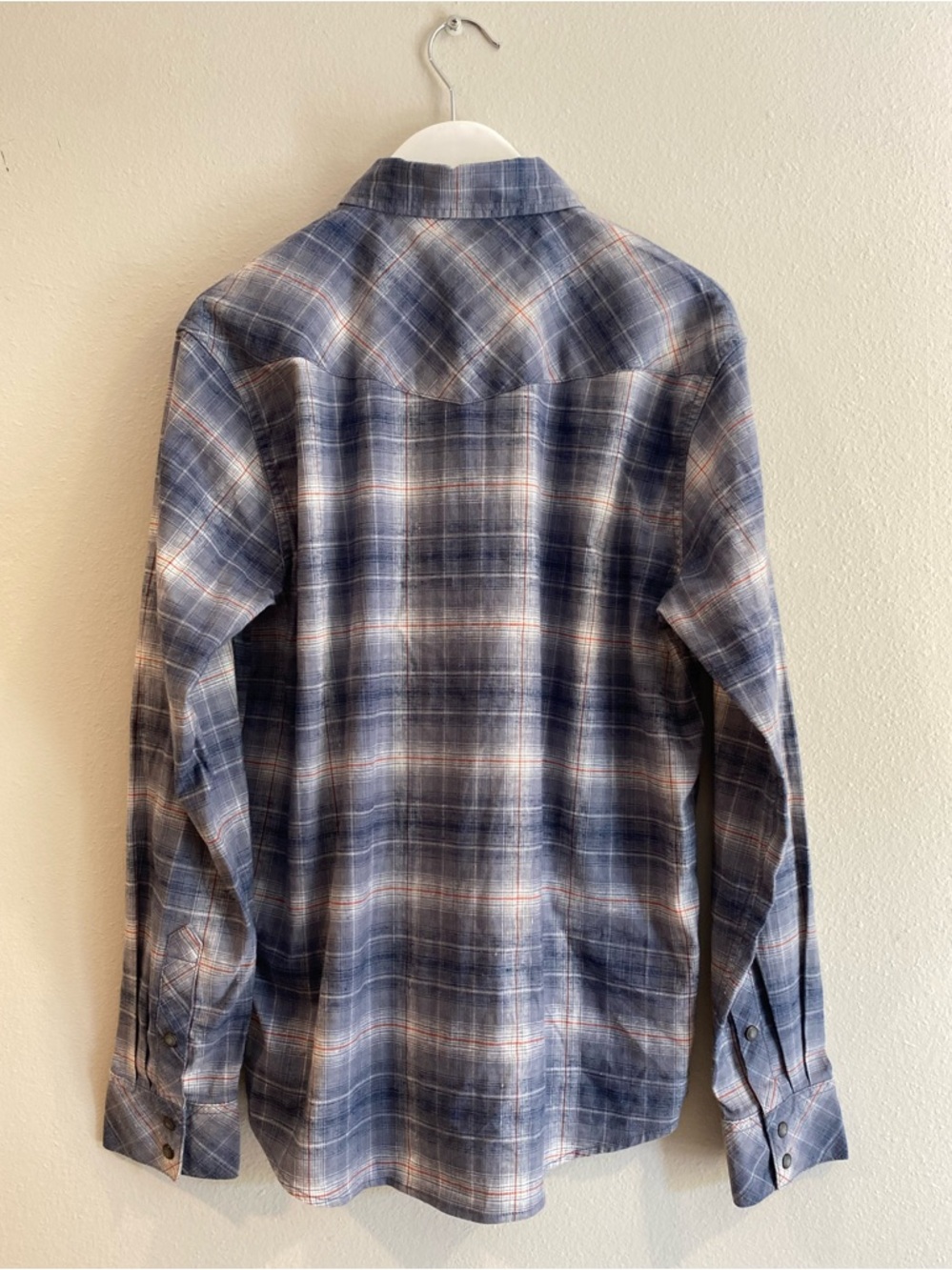 Patagonia Hemp Blend Western Snap Plaid Shirt - Men’s Small - Blue/Orange - Picture 3 of 11